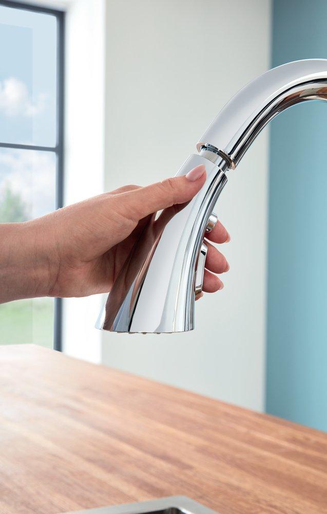 GROHE StarLight Chrome Monoblock Single Handle Pull Out Kitchen Faucet 