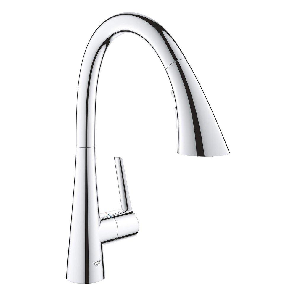 GROHE StarLight Chrome Monoblock Single Handle Pull Out Kitchen Faucet 