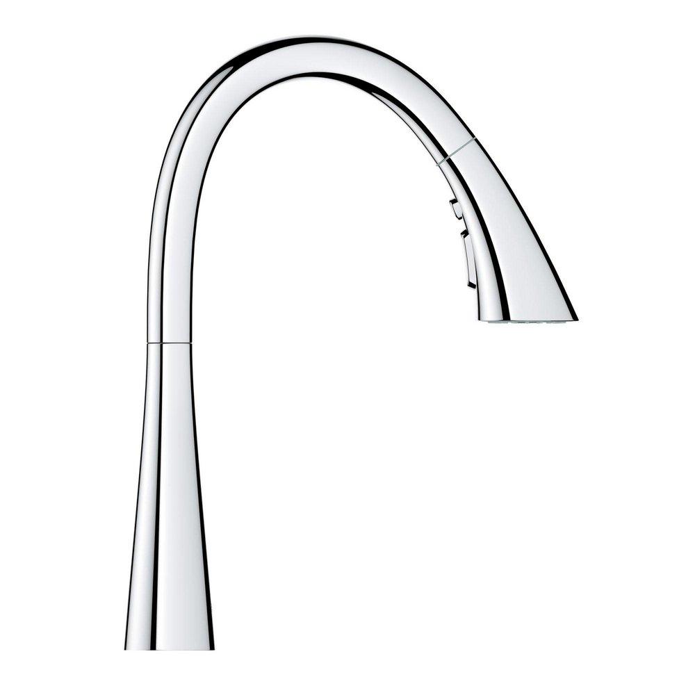GROHE StarLight&reg; Chrome Monoblock Single Handle Pull Out Kitchen Faucet 