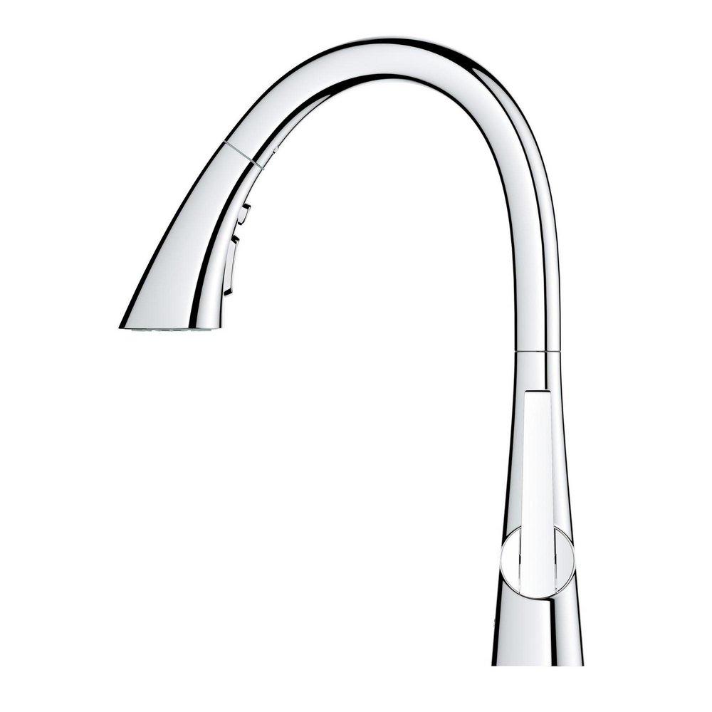 GROHE StarLight&reg; Chrome Monoblock Single Handle Pull Out Kitchen Faucet 
