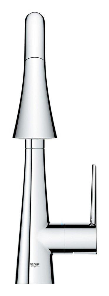 GROHE StarLight&reg; Chrome Monoblock Single Handle Pull Out Kitchen Faucet 