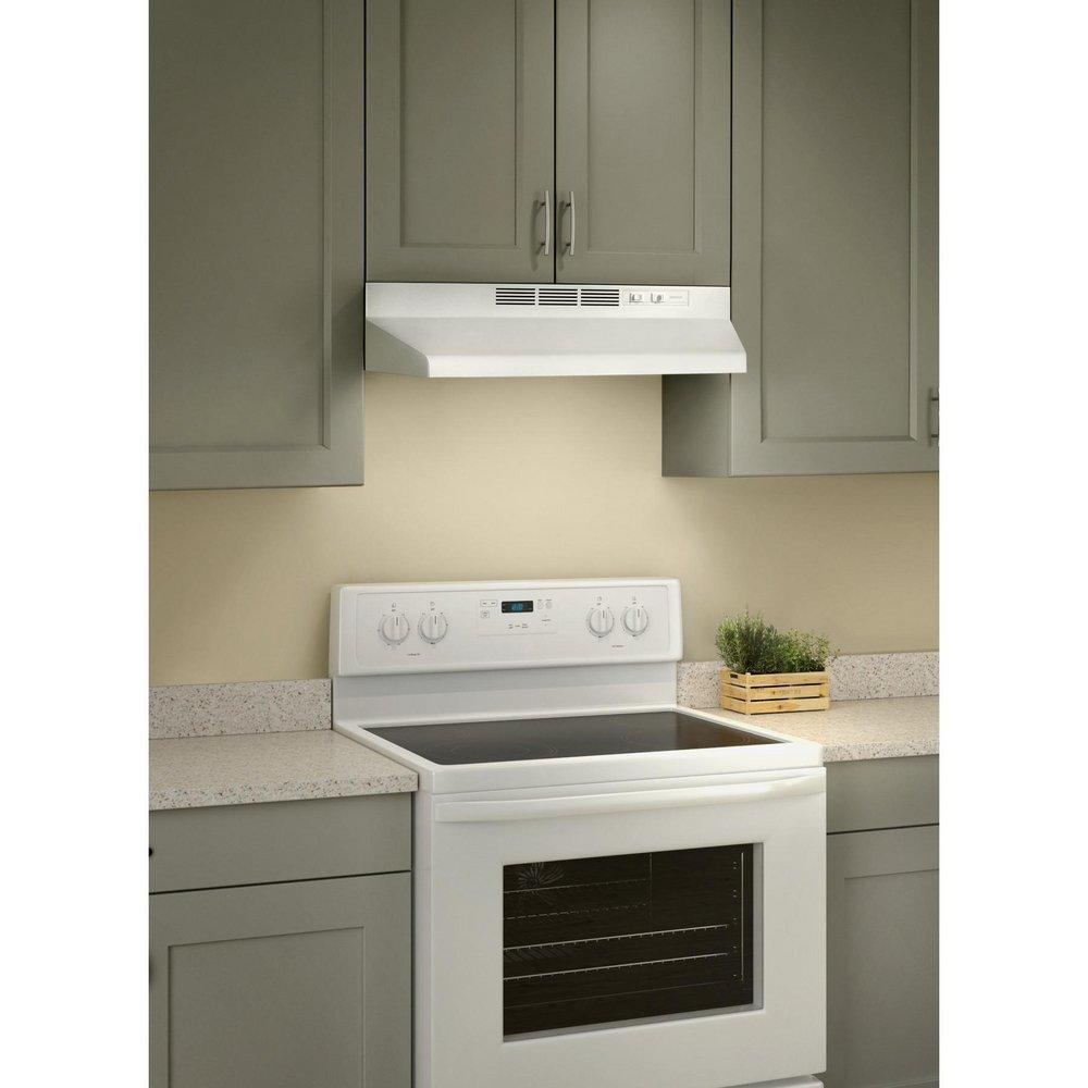 30-INCH DUCTLESS UNDER CABINET RANGE HOOD WITH LIGHT IN WHITE WITH EZ1 INSTALLATION SYSTEM 