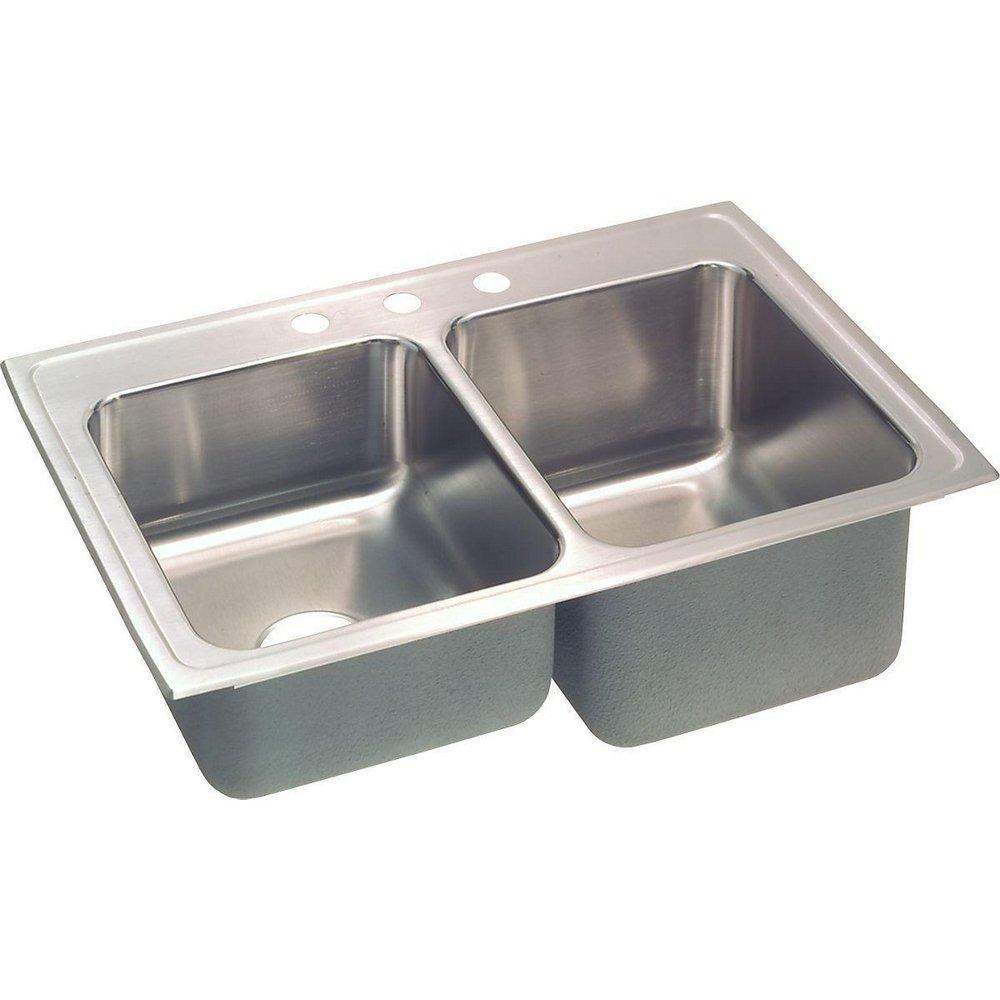 33 X 22 One Hole Double Bowl Stainless Steel SINK Lustertone 