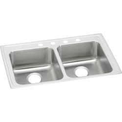 33 in. Drop-in Stainless Steel Double Bowl Kitchen Sink in Lustrous Satin