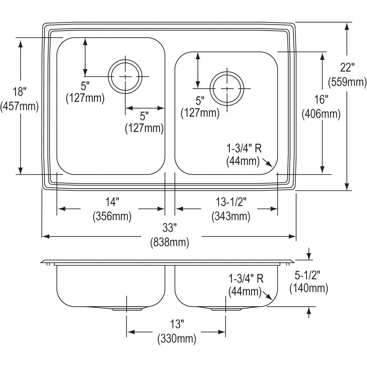 Elkay Lustrous Highlighted Satin 3-Hole 2-Bowl Topmount Kitchen Sink 