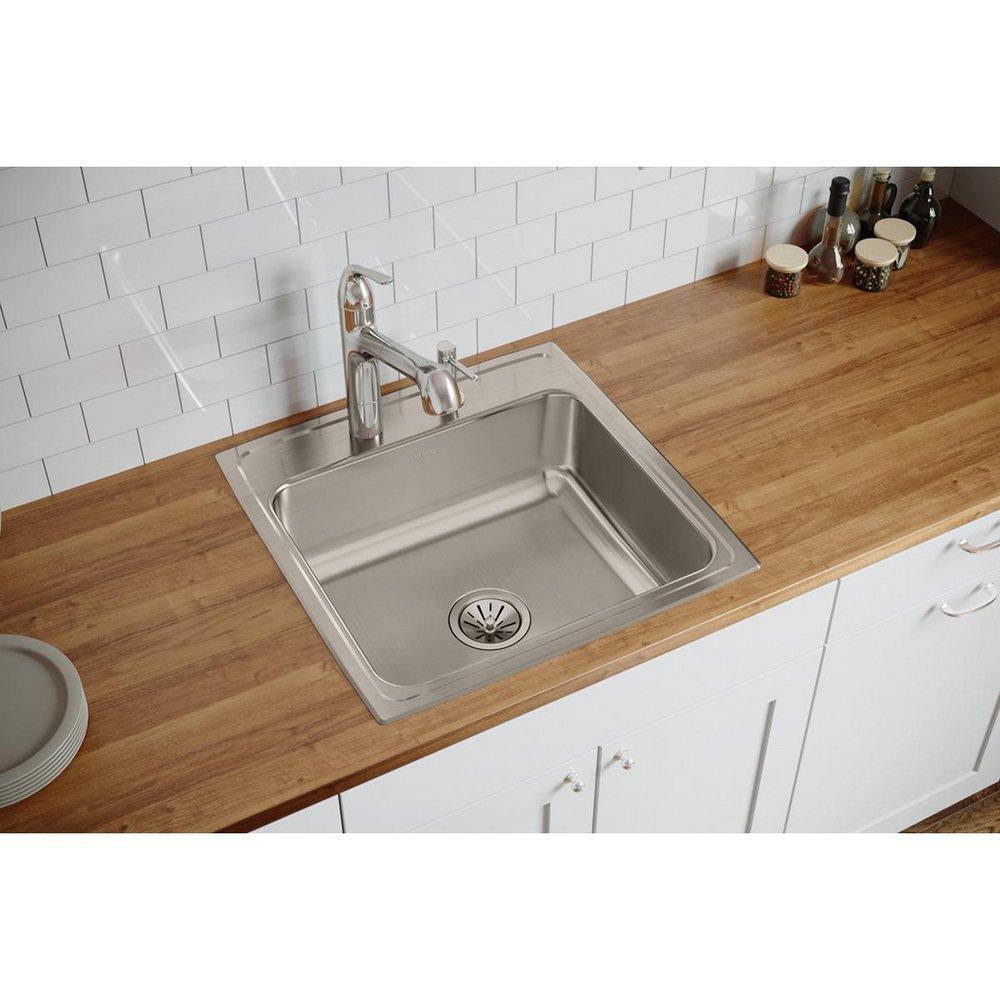 Elkay Lustertone 22 x 22 in. Stainless Steel Single Bowl Drop-in Kitchen Sink in Lustrous Satin 