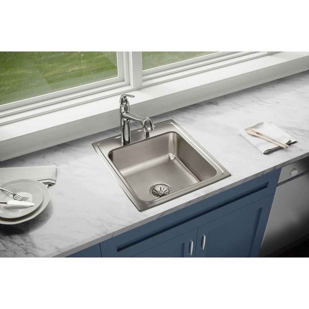 Elkay Lustrous Satin 19-1/2 x 22 in. Stainless Steel Single Bowl Drop-in Kitchen Sink in Lustrous Satin 