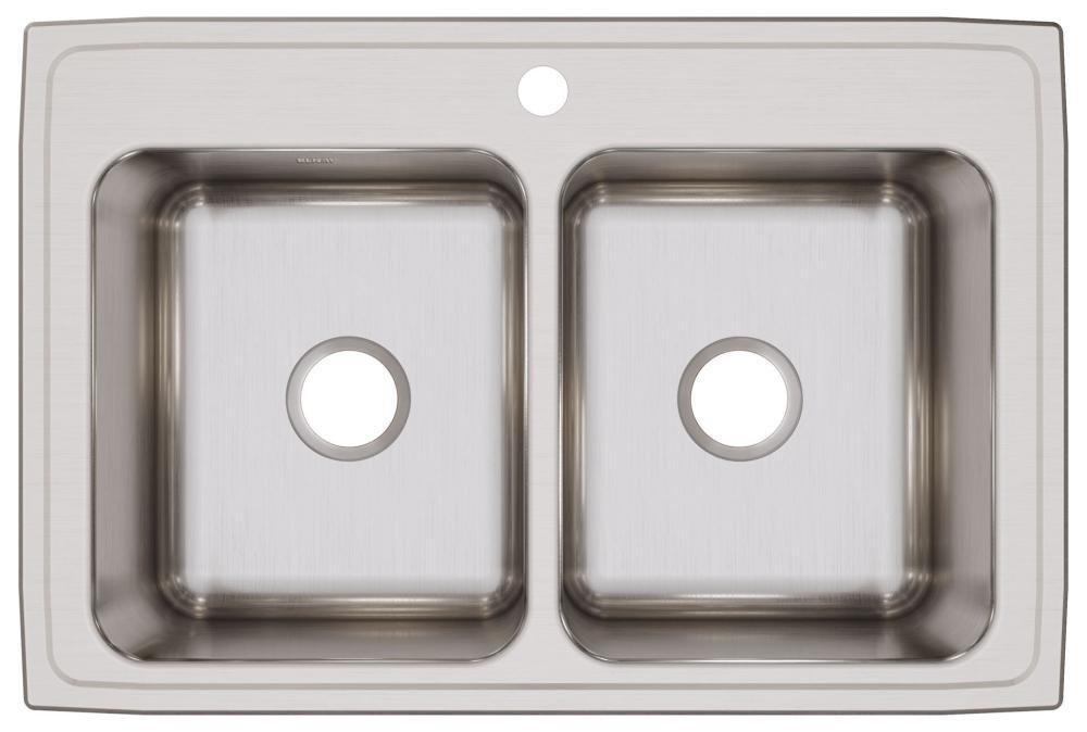 Elkay Lustrous Satin 33 x 22 in. Stainless Steel Double Bowl Drop-in Kitchen Sink in Lustrous Satin 