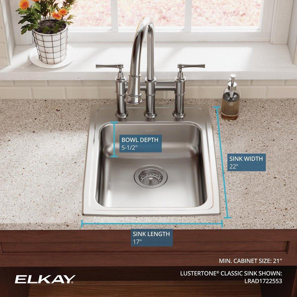 Elkay Lustrous Satin 17 x 22 in. Stainless Steel Single Bowl Drop-in Kitchen Sink in Lustrous Satin 