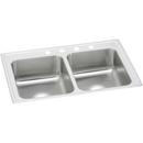 1 Hole Stainless Steel Double Bowl Top Mount Sink in Brilliant Satin Stainless Steel