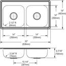 Elkay Brushed Satin 33 x 21-1/4 in. Stainless Steel Double Bowl Drop-in Kitchen Sink in Brushed Satin 