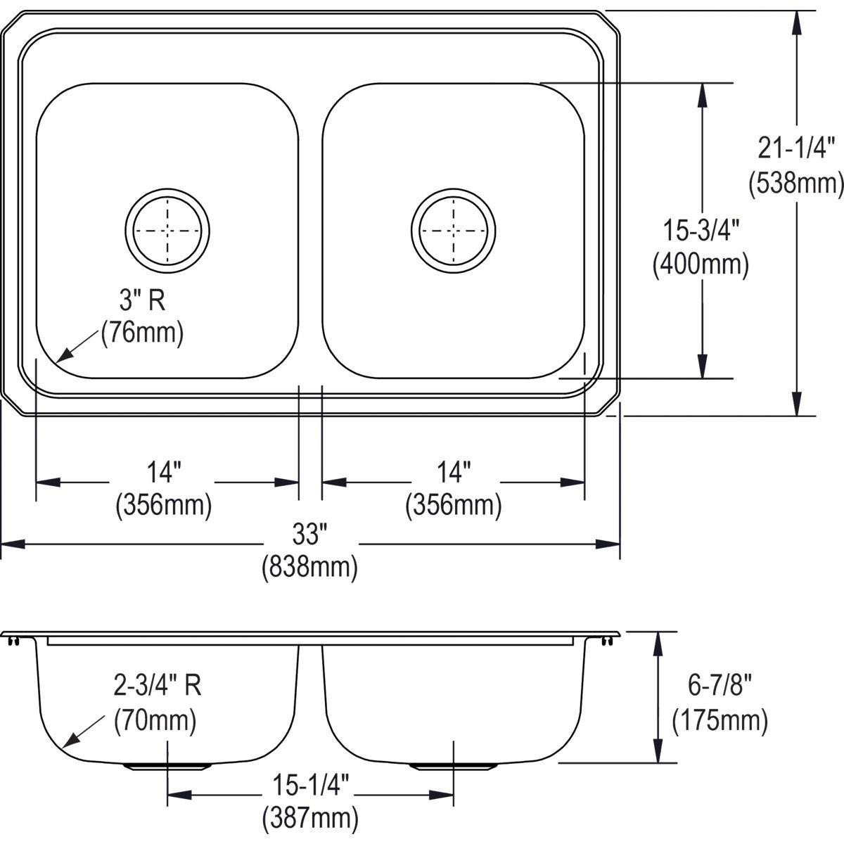 Elkay Brushed Satin 25 x 22 in. Stainless Steel Single Bowl Drop-in Kitchen Sink in Brushed Satin 