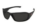 Polycarbonate and Nylon Safety Glasses in Matte Black and Red Frame with Smoke Lens