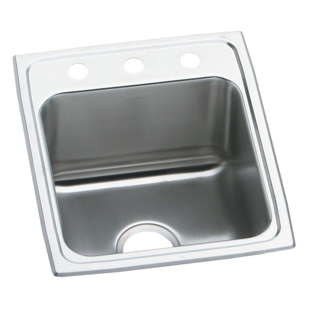 Elkay Lustrous Satin 15 x 22 in. 3 Hole Drop-in Stainless Steel Bar Sink 