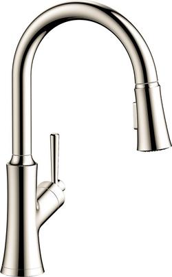 Single Handle Pull Down Kitchen Faucet in Polished Nickel