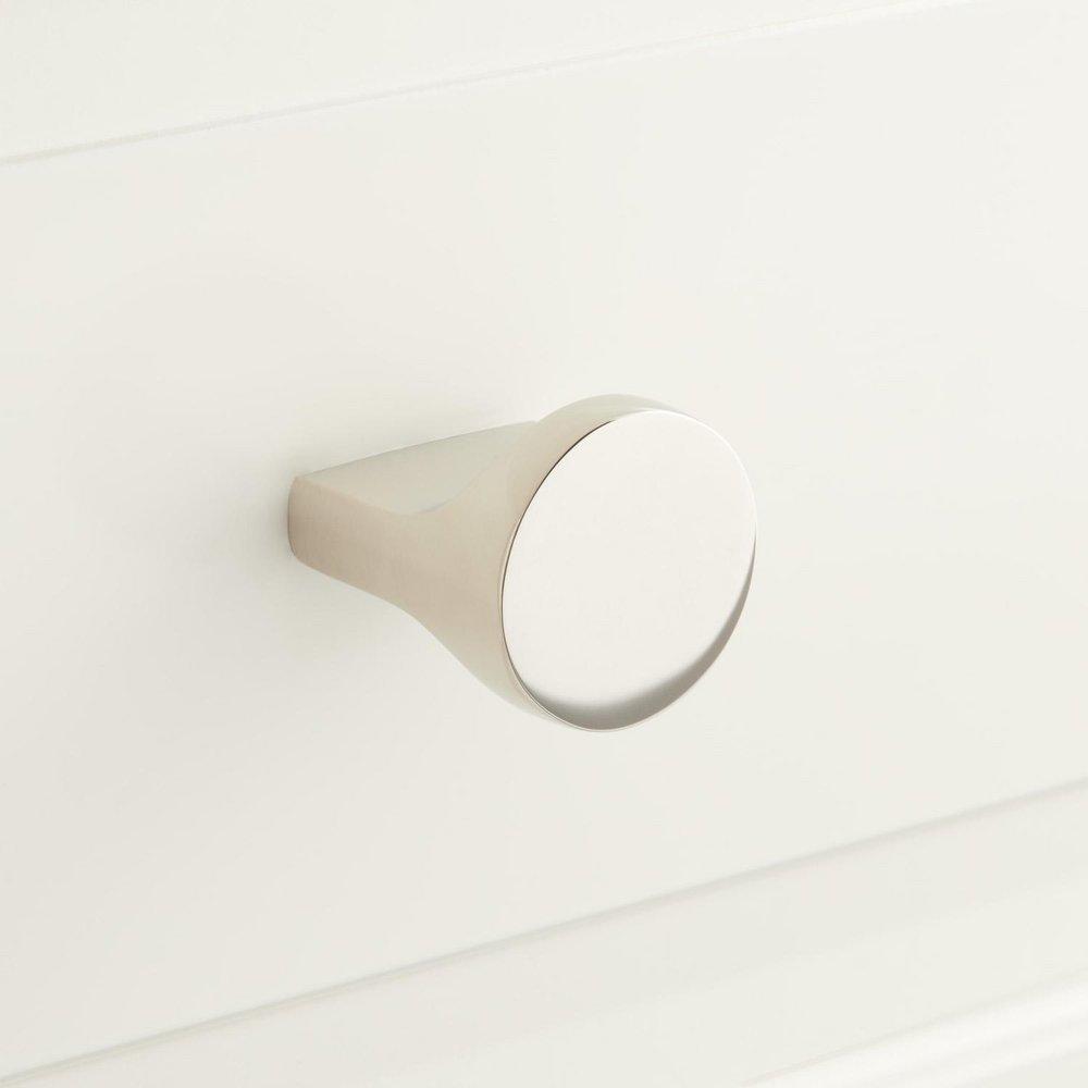 Signature Hardware Polished Nickel 1-1/4 in. Brass Round Cabinet Knob 