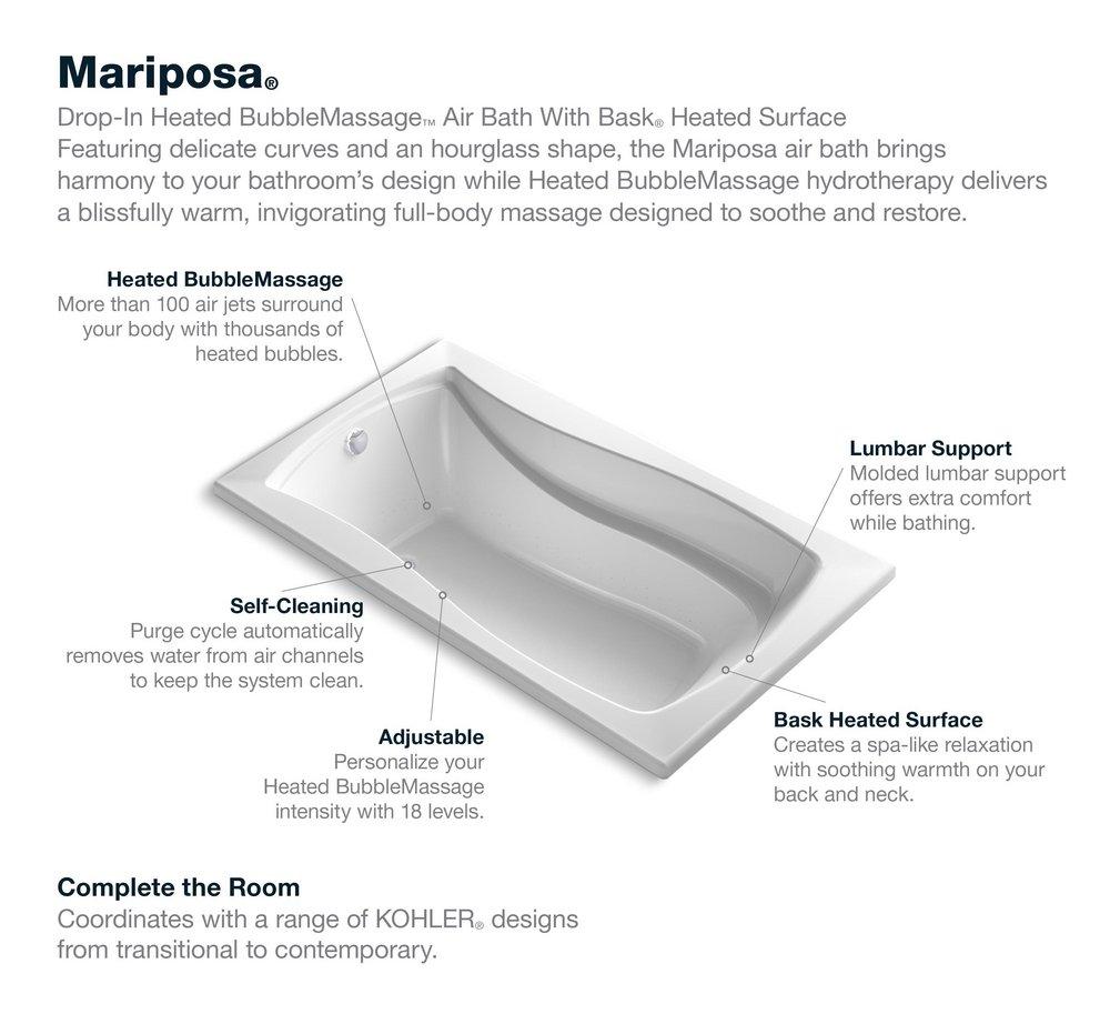 KOHLER White 66 x 36 in. Air Bath Drop-In Bathtub with End Drain 