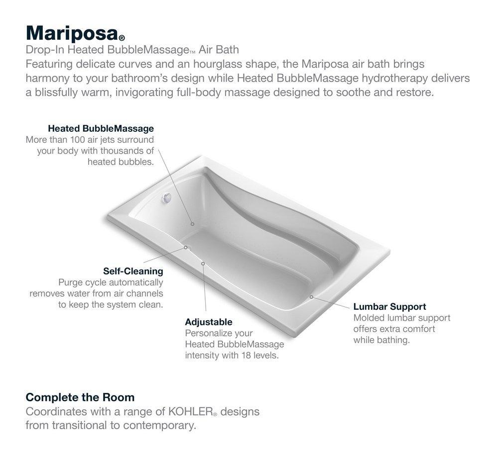 KOHLER White 66 x 36 in. Air Bath Drop-In Bathtub with End Drain 
