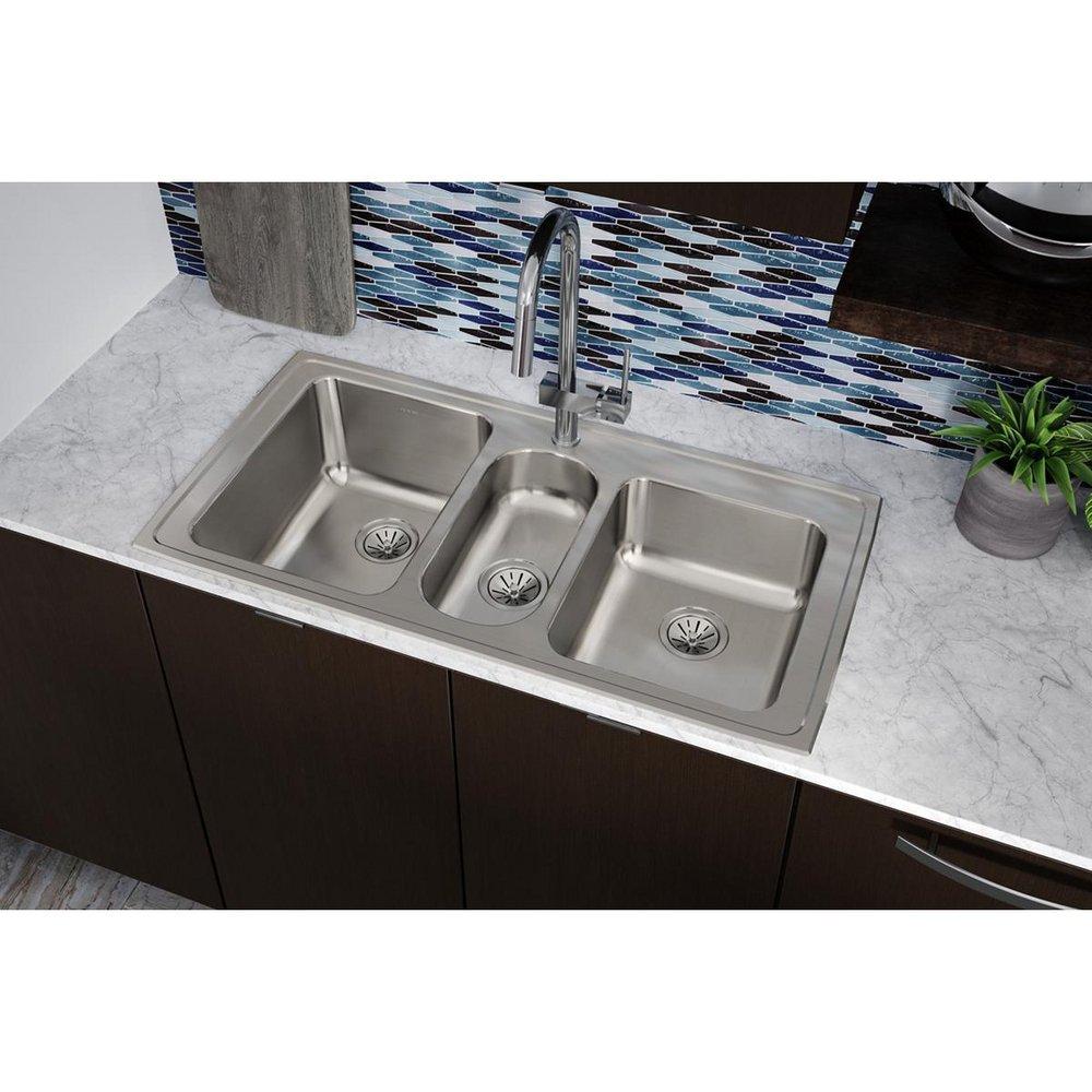 Elkay Lustertone 2-Hole 3-Bowl Self-rimming or Drop-in Kitchen Sink 