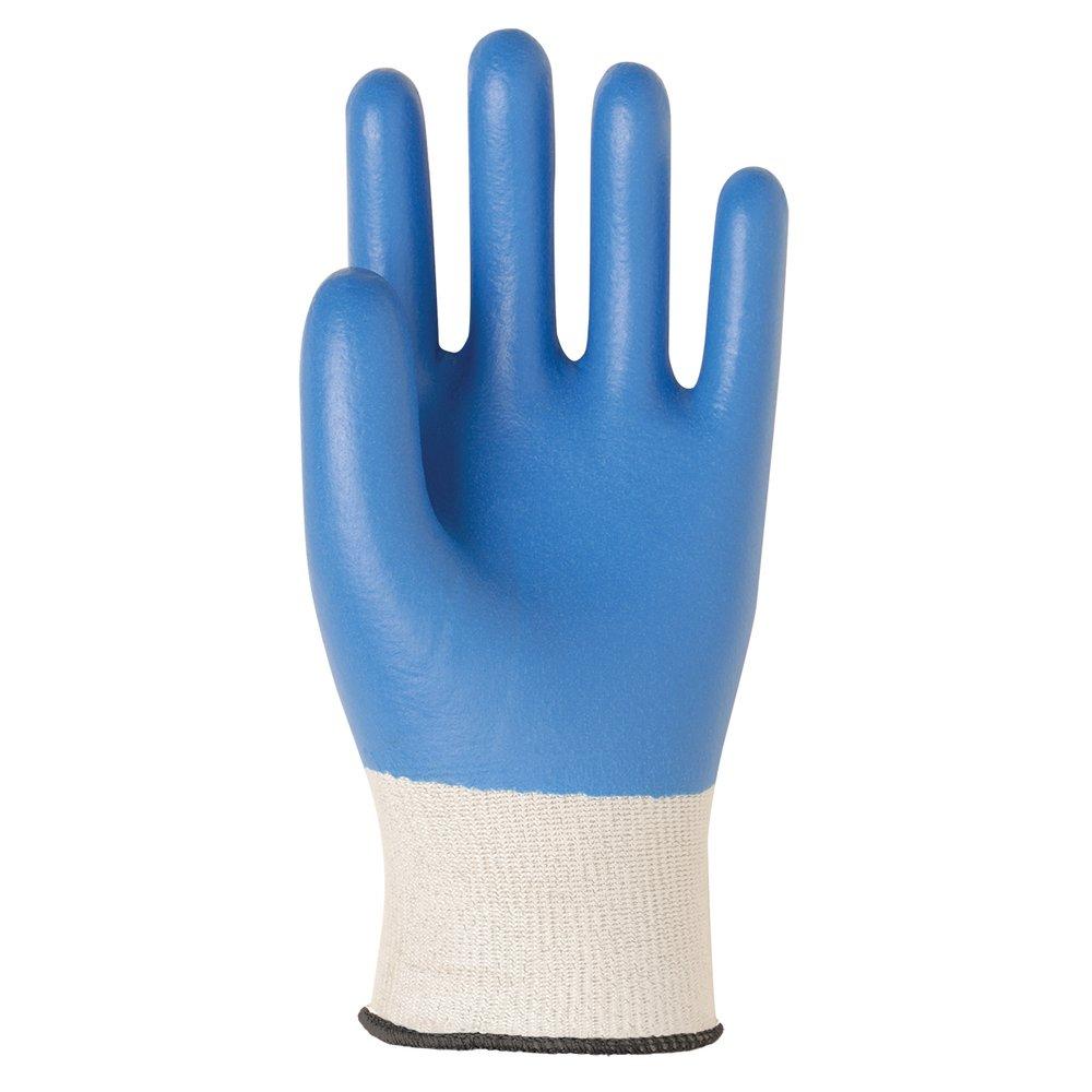 Banom Blue Nitrile Coated Cut Resistance Knitwrist Gloves in Blue and White 