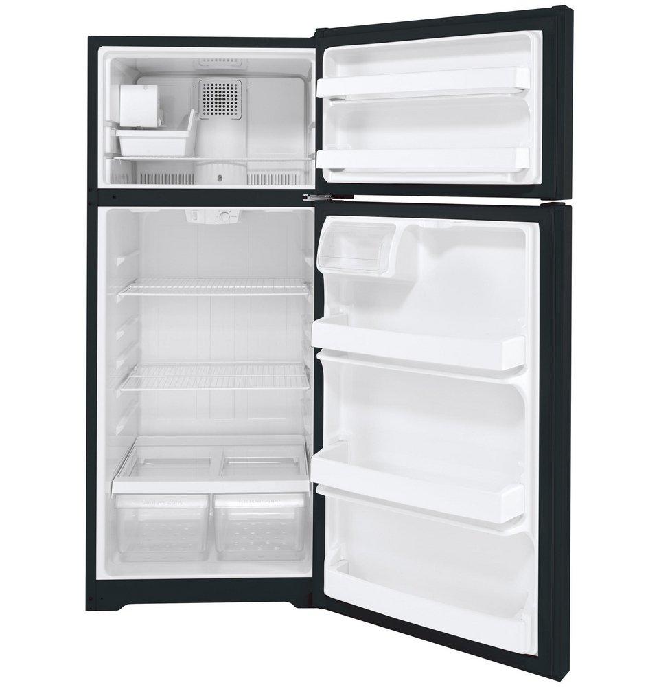 GE&reg; Black 28 in. 17.53 cu. ft. Freezer on Top Refrigerator 