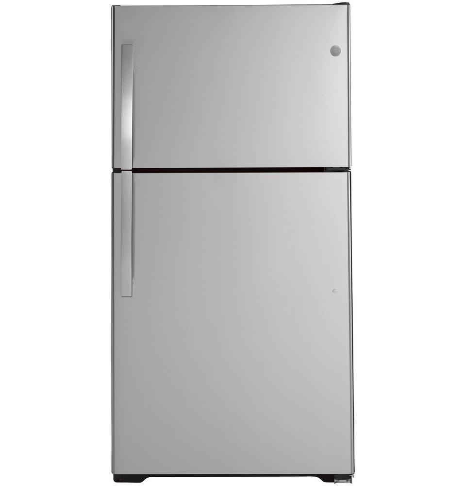 GE&reg; Stainless Steel 32-3/4 in. 21.9 cu. ft. Freezer on Top Refrigerator 
