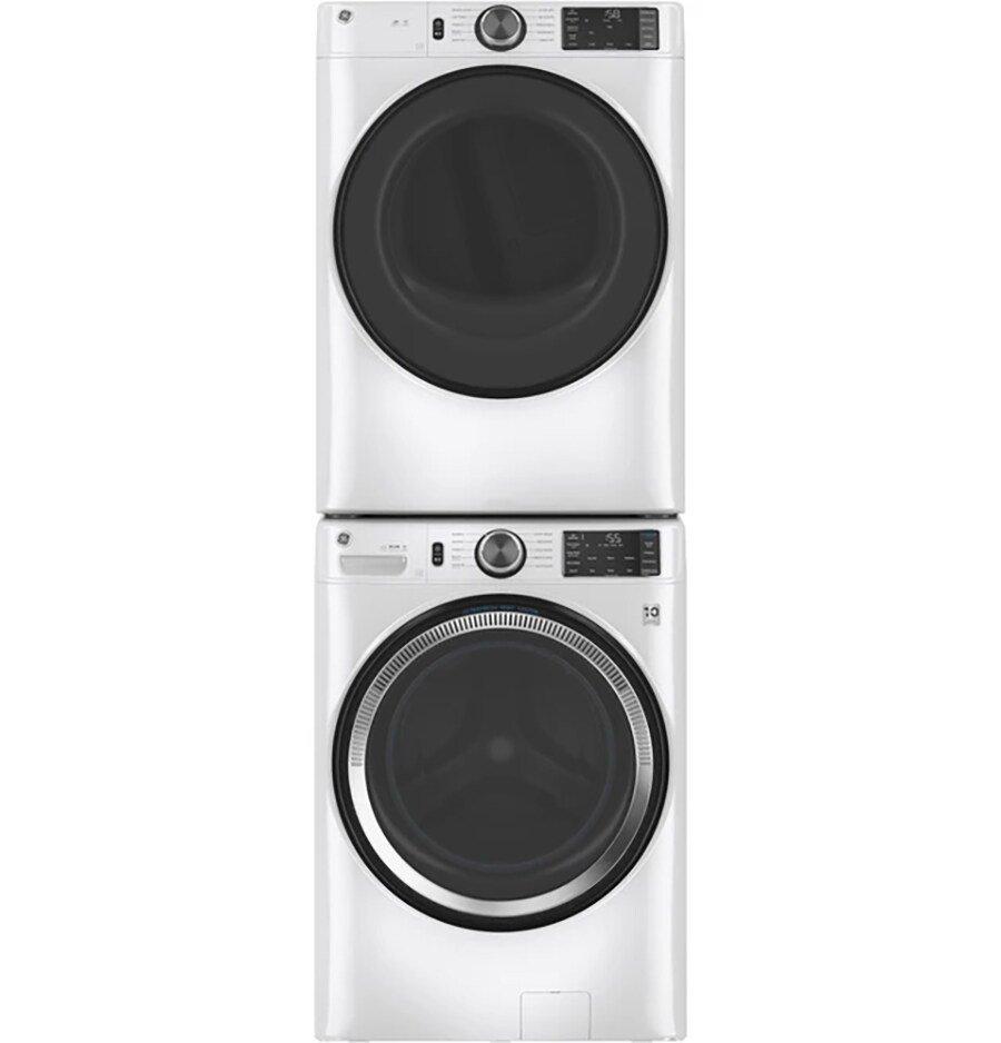 GE&reg; White 32 in. 4.8 cu. ft. Electric Front Load Washer 