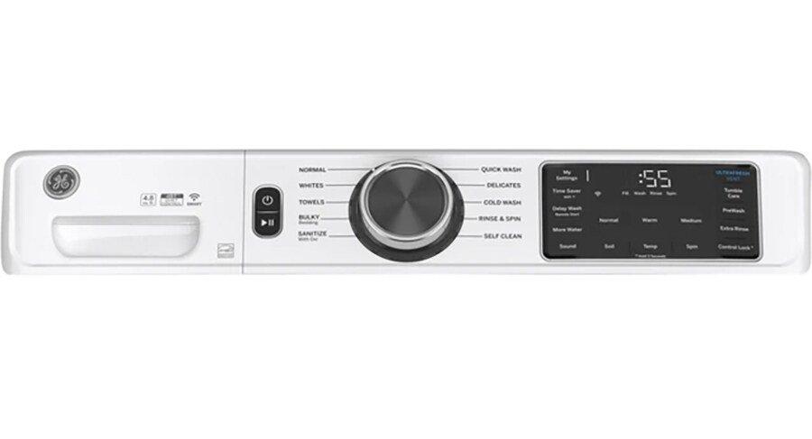 GE&reg; White 32 in. 4.8 cu. ft. Electric Front Load Washer 