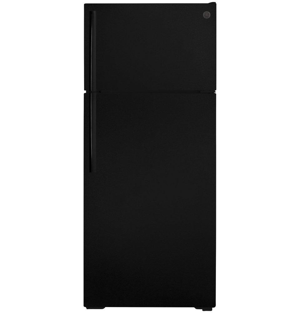 GE&reg; Black 28 in. 17.5 cu. ft. Freezer on Top Refrigerator 