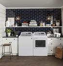 GE&reg; White on White/Silver 27 in. 7.4 cu. ft. Electric Dryer 