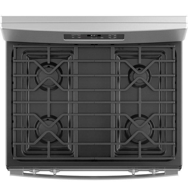 GE&reg; Stainless Steel 30 x 46-1/4 in. 13000 BTU 4.8 cu. ft. 4-Burner Sealed Gas Freestanding Range 