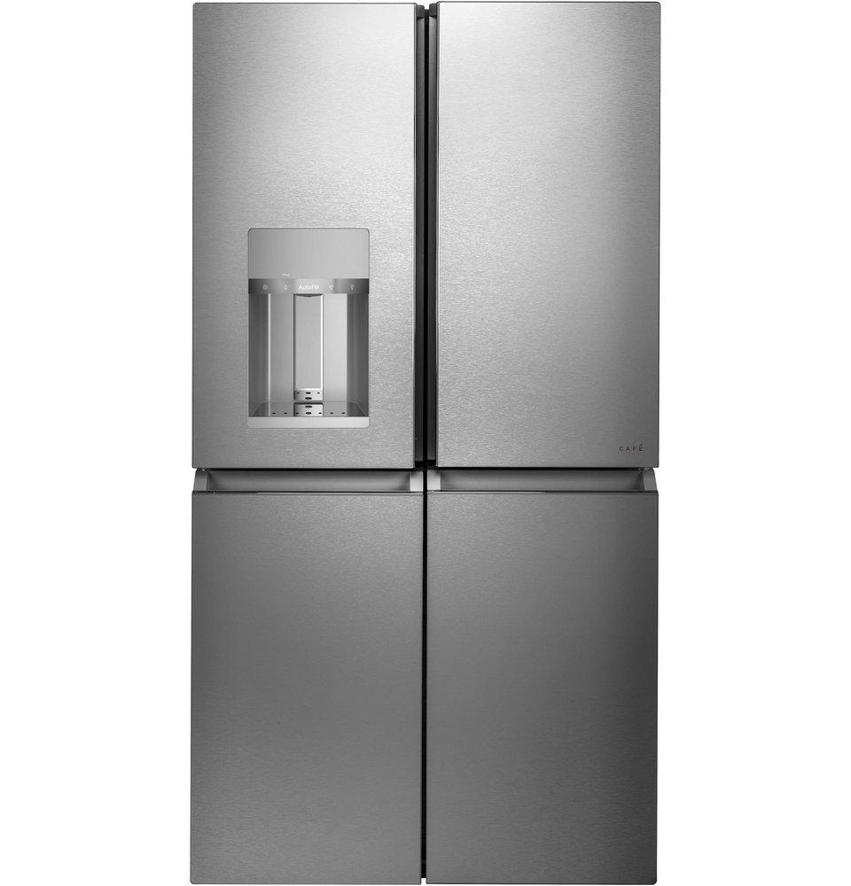 Cafe&trade; Platinum Glass 35-3/4 in. 27.4 cu. ft. French Door and Bottom Mount Freezer Refrigerator 