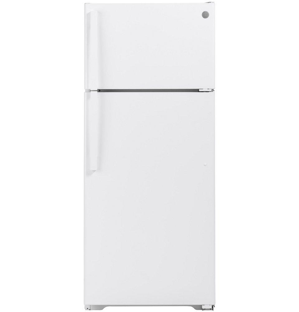 GE&reg; White 28 in. 17.5 cu. ft. Freezer on Top Refrigerator 