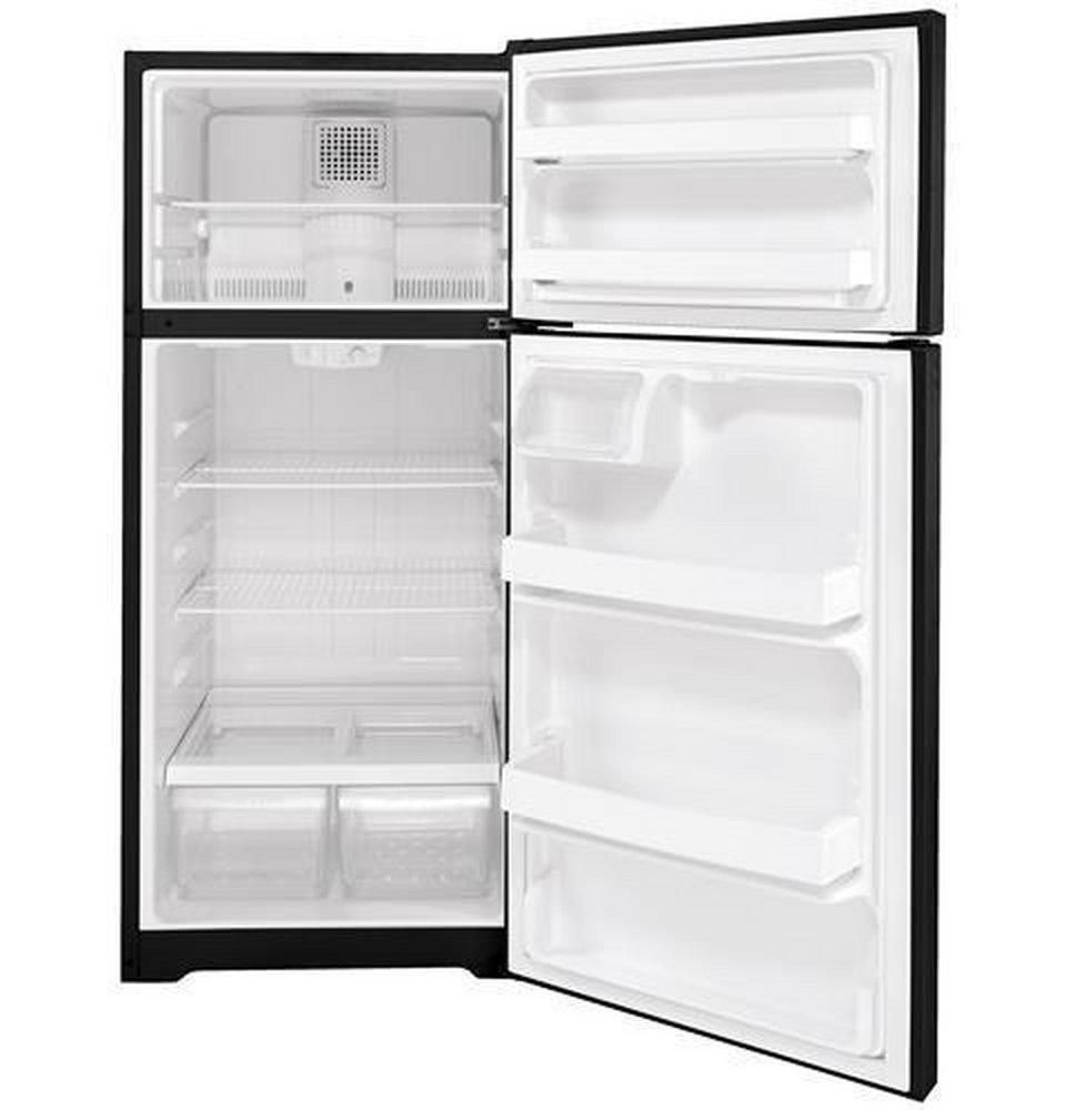 GE&reg; Black 28 in. 12.6 cu. ft. Top Mount Freezer Refrigerator 