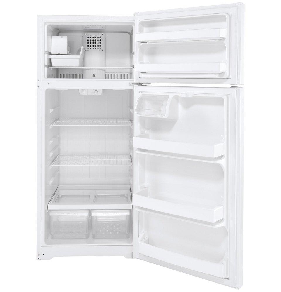 GE® White 28 in. 17.53 cu. ft. Freezer on Top Refrigerator 