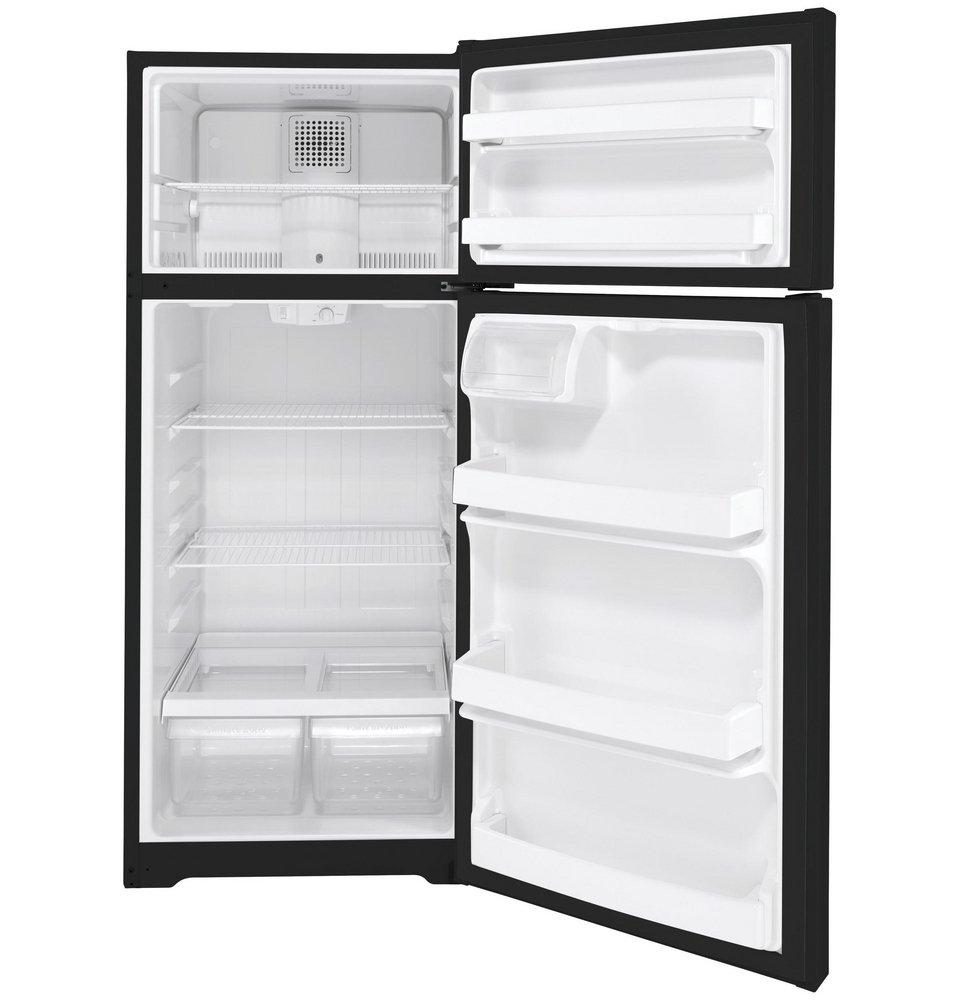 GE&reg; Black 28 in. 17.5 cu. ft. Top Mount Freezer Refrigerator 