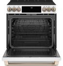 Cafe™ Matte White/Brushed Bronze 29-7/8 in. Electric 5-Burner Induction Slide-in Range 