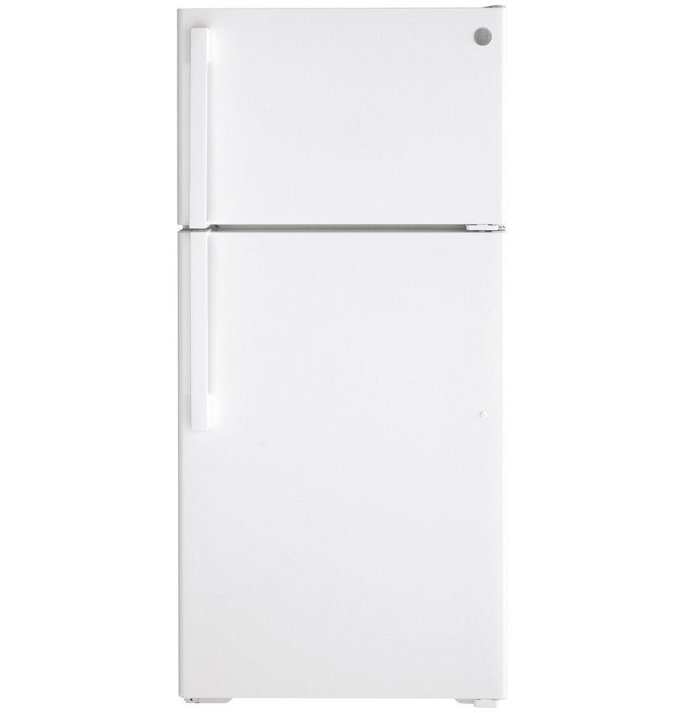 GE&reg; White 28 in. 15.6 cu. ft. Freezer on Top Refrigerator 