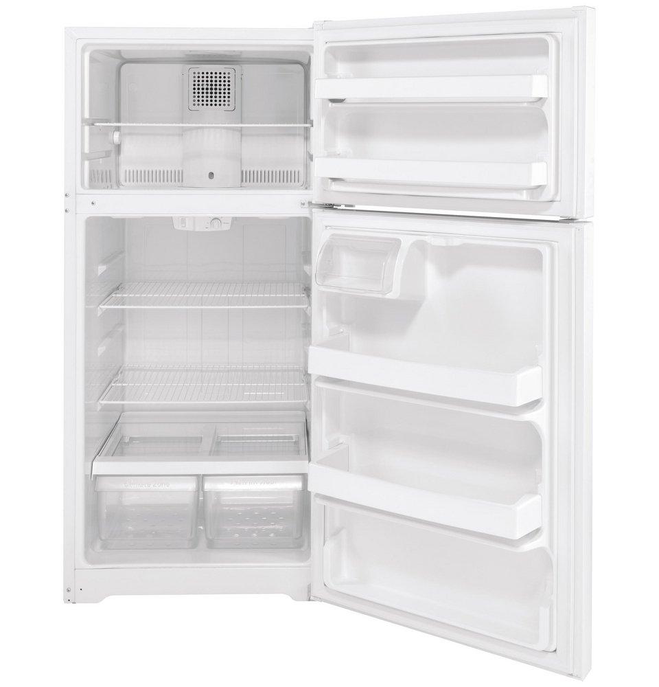 GE&reg; White 28 in. 15.6 cu. ft. Freezer on Top Refrigerator 