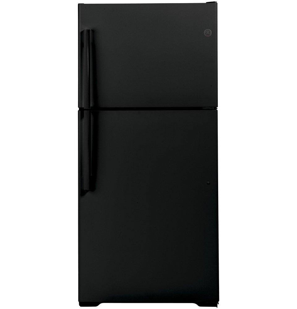 GE&reg; Black 29-3/4 in. 19.2 cu. ft. Freezer on Top Refrigerator 