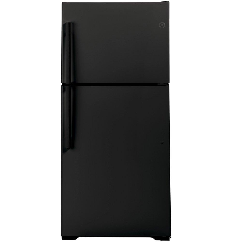 GE&reg; Black 29-3/4 in. 19.1 cu. ft. Freezer on Top Refrigerator 