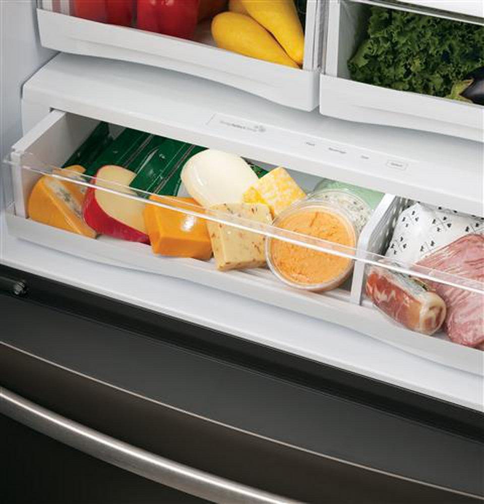 GE Profile™ Fingerprint Resistant Stainless Steel 35-3/4 in. 22.1 cu. ft. Bottom Mount Freezer,Counter Depth and French Door Refrigerator 