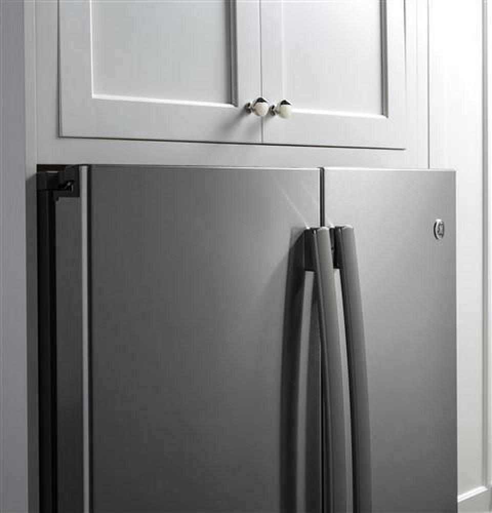 GE Profile™ Fingerprint Resistant Stainless Steel 35-3/4 in. 22.1 cu. ft. Bottom Mount Freezer,Counter Depth and French Door Refrigerator 