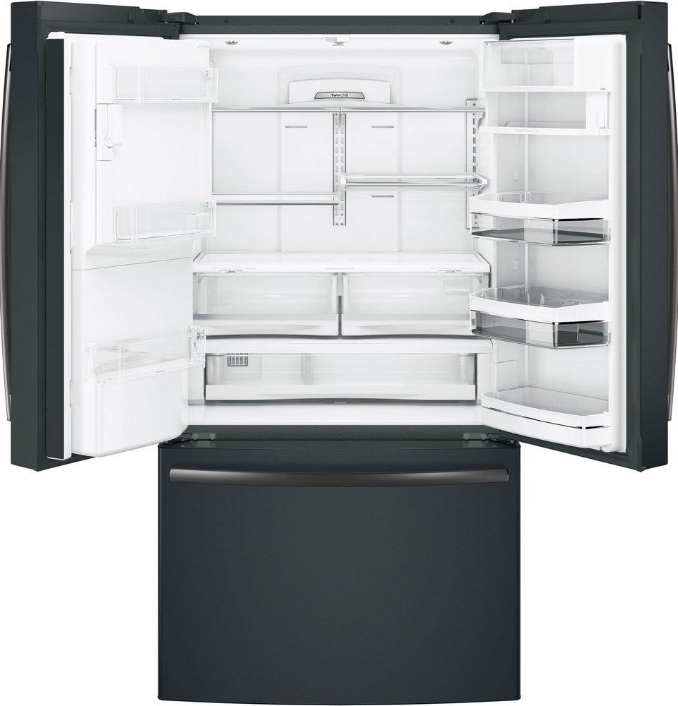 GE Profile™ Fingerprint Resistant Stainless Steel 35-3/4 in. 22.1 cu. ft. Bottom Mount Freezer,Counter Depth and French Door Refrigerator 
