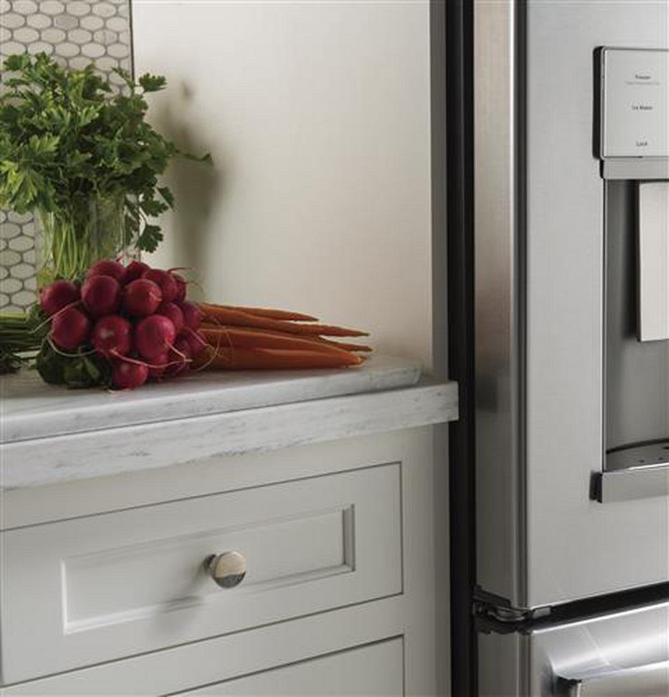 GE Profile&trade; Fingerprint Resistant Stainless Steel 35-3/4 in. 22.1 cu. ft. Bottom Mount Freezer,Counter Depth and French Door Refrigerator 