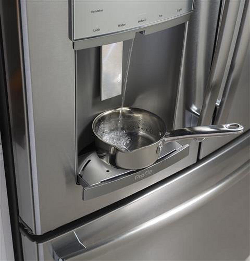 GE Profile&trade; Fingerprint Resistant Stainless Steel 35-3/4 in. 22.1 cu. ft. Bottom Mount Freezer,Counter Depth and French Door Refrigerator 