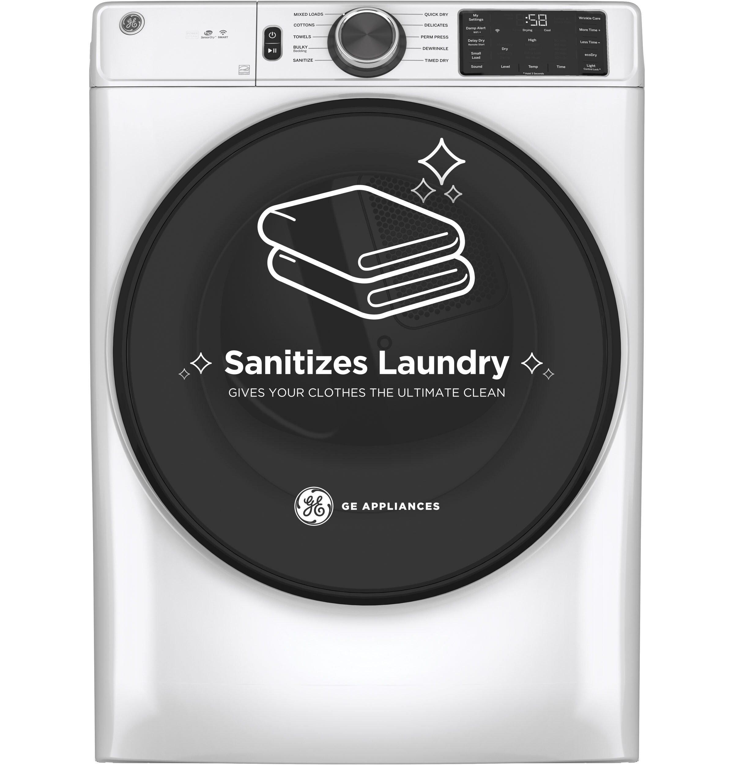 GE&reg; White 28 in. 7.8 cu. ft. Electric Dryer 
