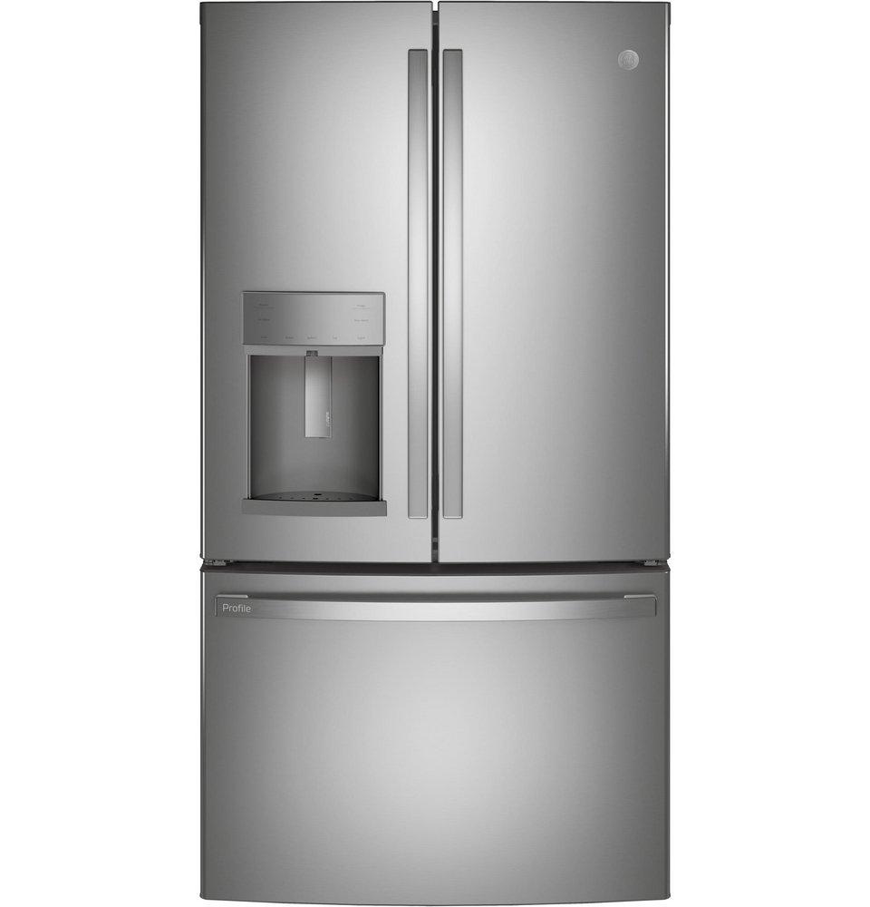 GE® Fingerprint Resistant Stainless Steel 35-3/4 in. 27.7 cu. ft. Bottom Mount Freezer and French Door Refrigerator 