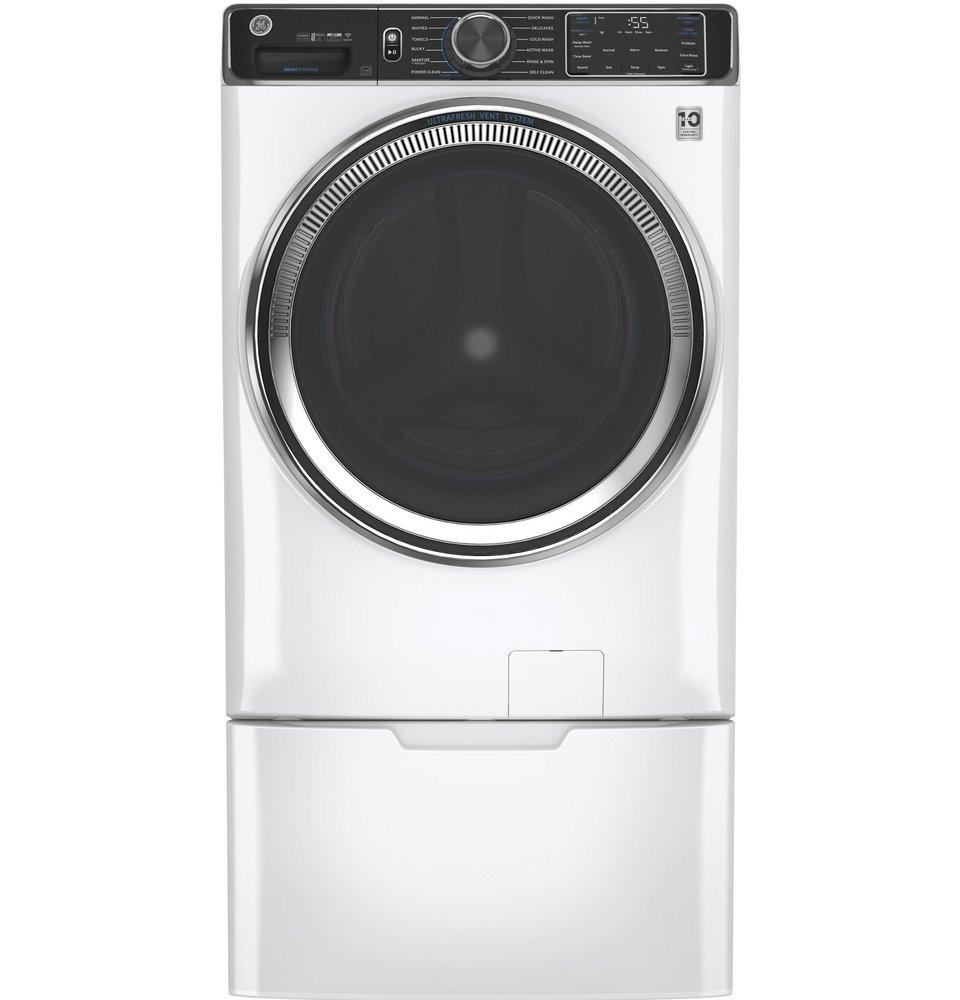 GE&reg; White Dryer Pedestal with Drawer in White 
