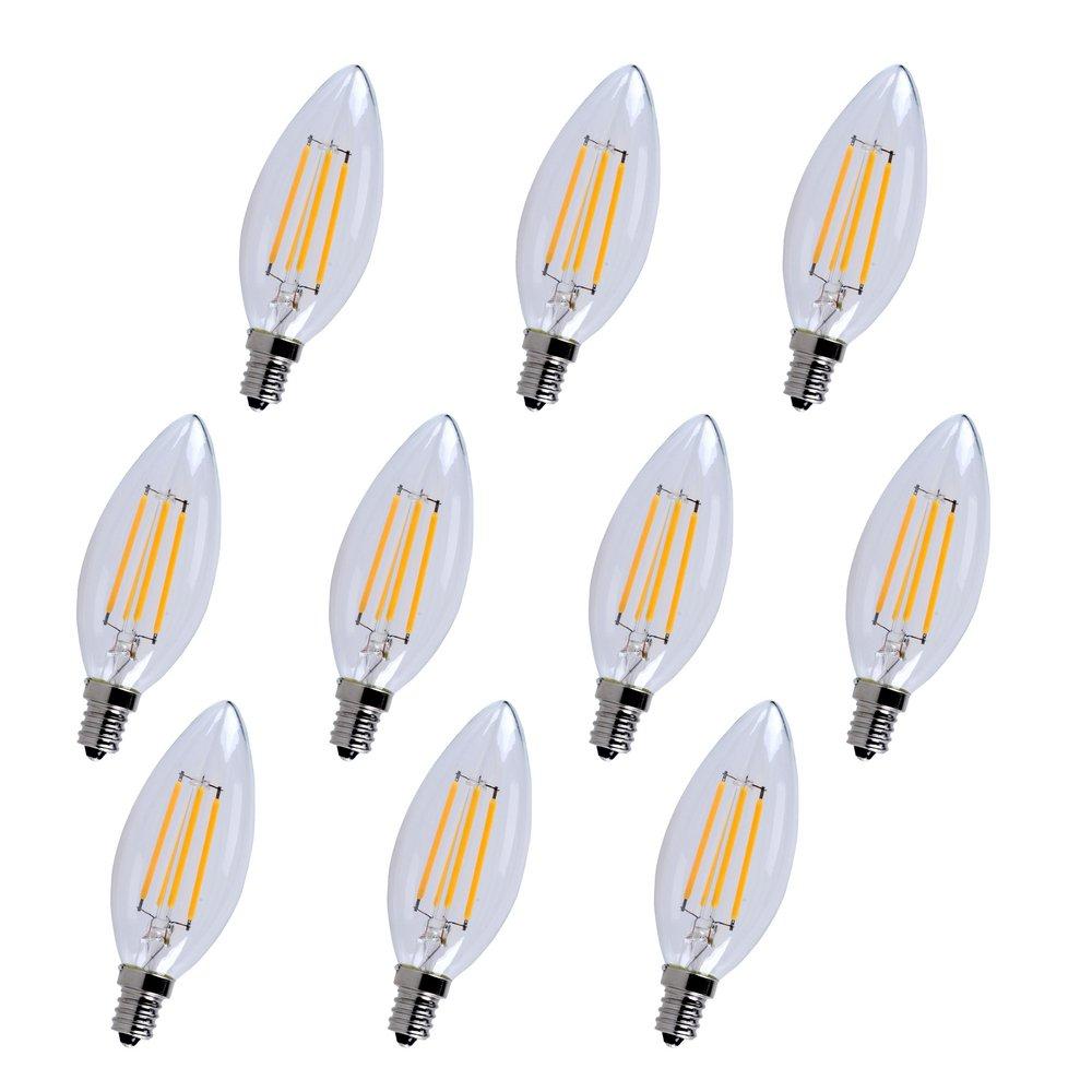 Elegant Lighting Clear B10 LED Bulb Candelabra E-12 Base 3000 Kelvin 300° Dimmable (Pack of 10) 